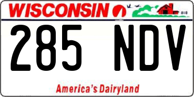 WI license plate 285NDV