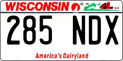 WI license plate 285NDX