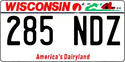 WI license plate 285NDZ