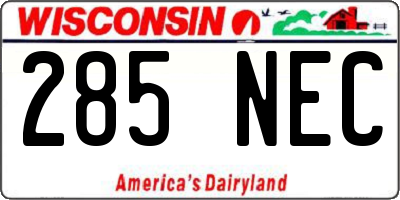 WI license plate 285NEC