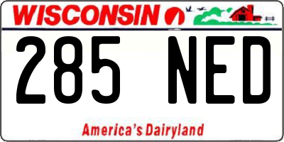 WI license plate 285NED