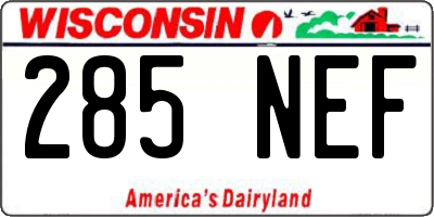 WI license plate 285NEF