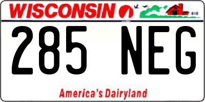 WI license plate 285NEG