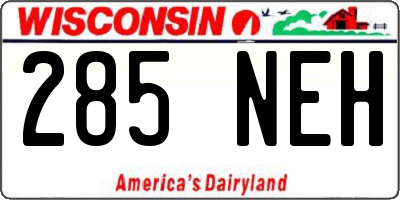 WI license plate 285NEH