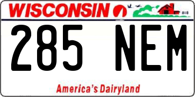 WI license plate 285NEM