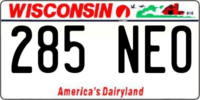 WI license plate 285NEO