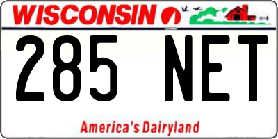 WI license plate 285NET