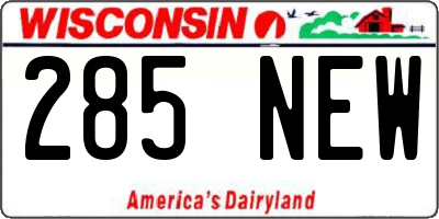 WI license plate 285NEW