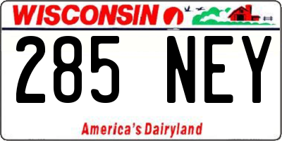 WI license plate 285NEY