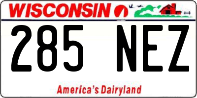 WI license plate 285NEZ