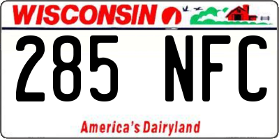 WI license plate 285NFC