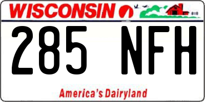 WI license plate 285NFH