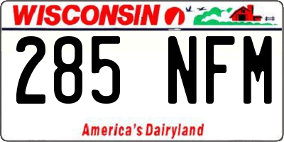 WI license plate 285NFM
