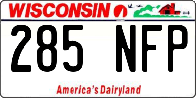 WI license plate 285NFP