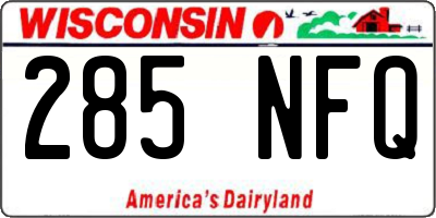 WI license plate 285NFQ