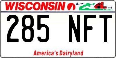 WI license plate 285NFT