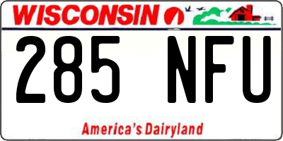 WI license plate 285NFU