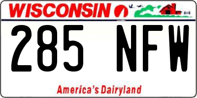 WI license plate 285NFW