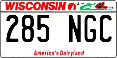 WI license plate 285NGC