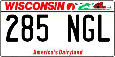 WI license plate 285NGL