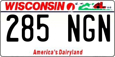 WI license plate 285NGN