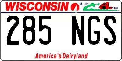 WI license plate 285NGS