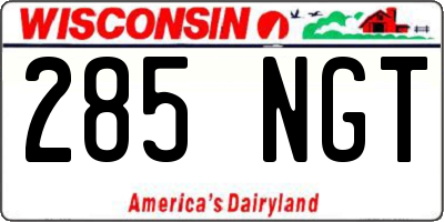 WI license plate 285NGT
