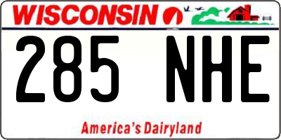 WI license plate 285NHE