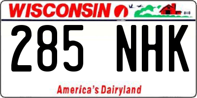 WI license plate 285NHK