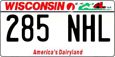 WI license plate 285NHL