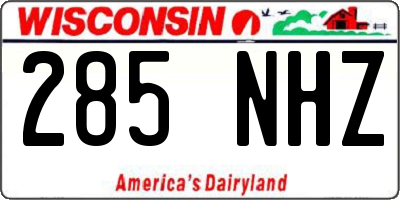 WI license plate 285NHZ
