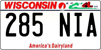 WI license plate 285NIA