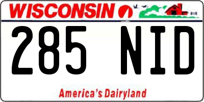 WI license plate 285NID