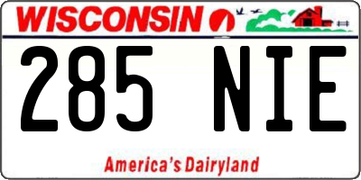 WI license plate 285NIE