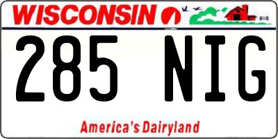 WI license plate 285NIG