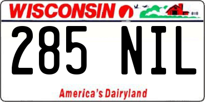 WI license plate 285NIL
