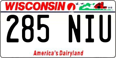 WI license plate 285NIU