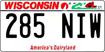 WI license plate 285NIW