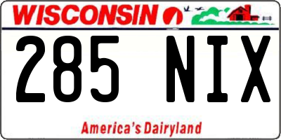 WI license plate 285NIX
