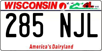 WI license plate 285NJL