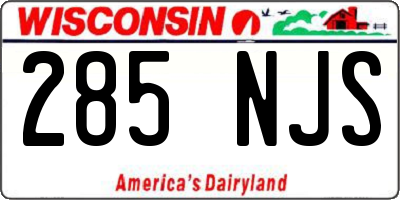 WI license plate 285NJS