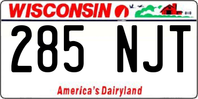 WI license plate 285NJT