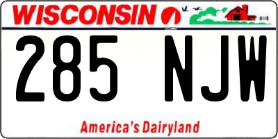 WI license plate 285NJW