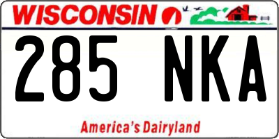 WI license plate 285NKA