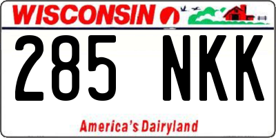 WI license plate 285NKK