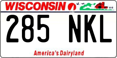 WI license plate 285NKL