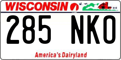 WI license plate 285NKO