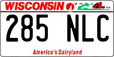 WI license plate 285NLC