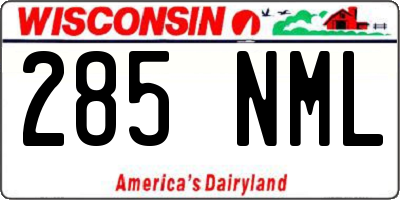 WI license plate 285NML