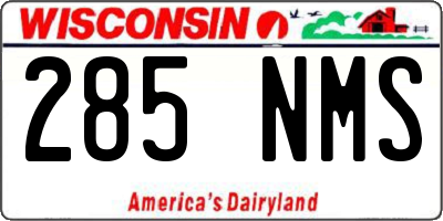 WI license plate 285NMS